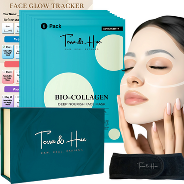 Terra & Hue Glass Skin Bio Collagen Mask, Pack of 8